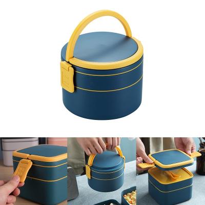 China Double Layer Viable Portable Loop Mini Bento Box Microwave Oven Dinnerware Food Warmer Storage Container Leakproof Lunch Box for sale