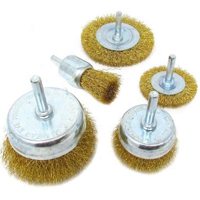 China Brass Coated Steel Hot Selling Stainless Steel / Customized 5 PCS Steel Wire Brush Set for sale