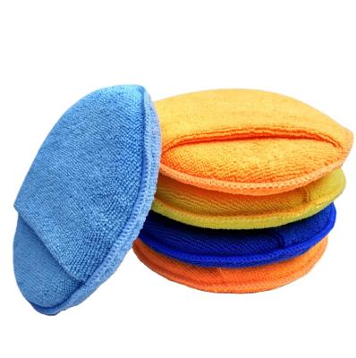 China Ceramic Coating Microfiber Applicator Wax Applicator With Finger Pocket, Microfiber Round Sponge Wax Applicator Cleaning Pads Foam Sponge for sale