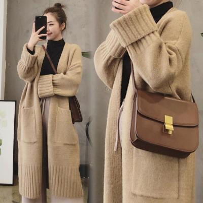 China 2022 Winter New Loose Thick Knitted Long Cardigan Sweater Ditch Coat Women Breathable for sale