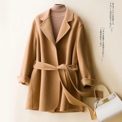 China Fashion Breathable Autumn Winter Wool Trench Coat Women Ladies Overlay With Belt for sale