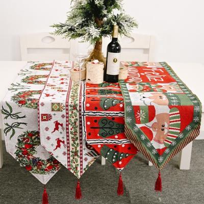 China Creative Christmas Knitted Christmas Cloth Table Runner Christmas Deer Tree Tablecloth Table Decoration for sale