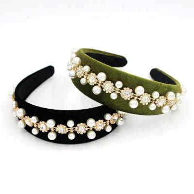 China Fashion Simple Row Gold Pearl Personality Headband Hair Accessories for sale