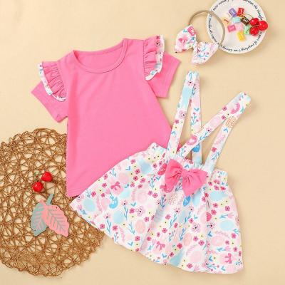 China Fashion Girl Clothing Set Lovely Baby Boutique Easter Festival Bunny Painted Wholesale Hot Sale Short Sleeve Kids Easter Outfit for sale