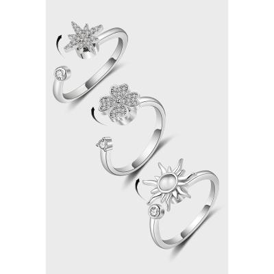 China Customize the length according to the customer's hand circumference PASIRLEY Hot Selling Reliever Anxiety Ring Adjustable Rotating Ring S925 Sterling Silver Ring For Women for sale