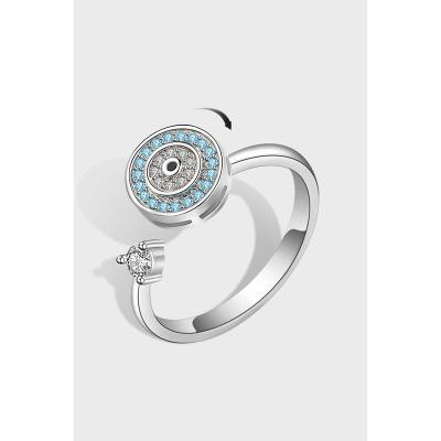 China Customize the length according to the customer's hand circumference PASIRLEY Fashion Couple Ring Jewelry Gift Open Adjustable Ring Creative Devil Eye Spinning Ring For Women Girls for sale