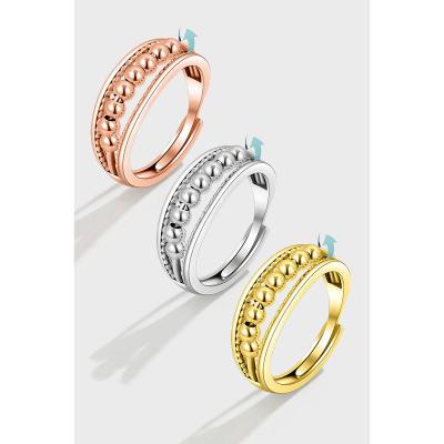 China Customize the length according to the customer's hand circumference PASIRLEY Women Ring Jewelry Non Tarnish S925 Sterling Silver Blue Eye Design Relief Anxiety Rotating Rings for sale