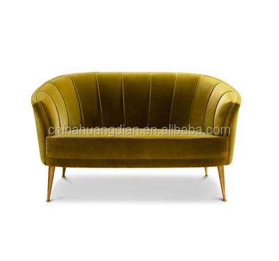 China Sofa Golden Fabric Metal Legs Velvet Sectional Sofa HDS1637 for sale