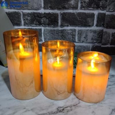 China Home Decoration LED Glass Candle Holder With Remote for sale