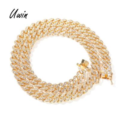 China Cheap Hip Hop Alloy Rhinestones 9mm Cuban Link Necklace Chain Bracelets Banger Jewelry For Women Men for sale