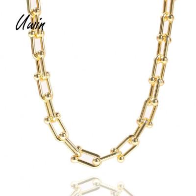 China 2021 UWIN Hip Hop Gold Plated Hiphop Neck Chain Gold Plated Chain For Necklace Hitter Cheap Jewelry for sale