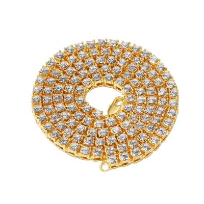 China Hiphop Outlet Hot Sale Tennis Necklace 5mm Crystal 1 Iced Chain Row Diamond Necklace Wholesale Price for sale