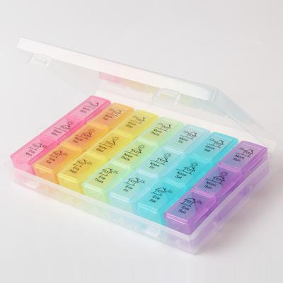 China Hot Selling Weekly Color Eco-Friendly Braille Clear Custom Organizer Box Promotional Sealed Portable Pill Organizer Pill Box for sale