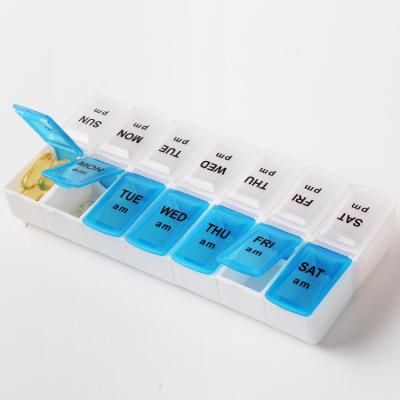 China Factory Direct Eco-Friendly Weekly Pill Organizer Customized Print And Color Braille AM ​​P.M. Eco-Friendly Clear Pill Box for sale