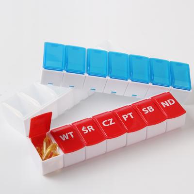 China Factory Custom Portable Eco-Friendly Weekly Capsule Organizer Pill Box Food Grade Pill Capsule Box Medical Plastic Portable Pill Storage Organizer Box for sale