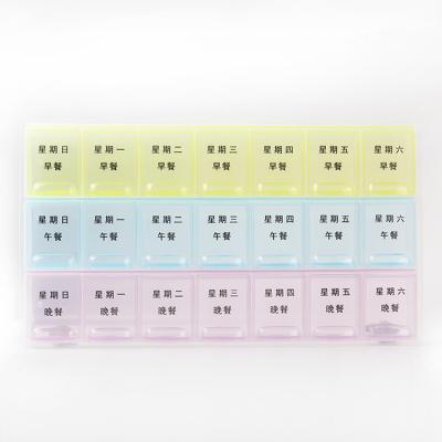 China Eco-Friendly Weekly Pill Organizer Multi-compartment transparent medicine storage box multifunctional portable medicine box for sale