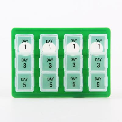 China PP Plastic 4 Day Pill Box With 12 Compartments Detachable Portable Storage Box for sale