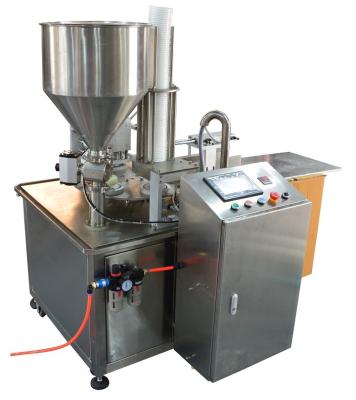 中国 Touch Screen Plastic Cup Filling Sealing Machine for Liquid/Sauce Packaging with Gas Flushing and Vacuum Tray 販売のため