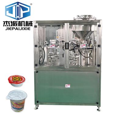 China Automático PLC HMI Control yogur zumo de agua salsa miel crema de llenado y máquina de sellado en venta