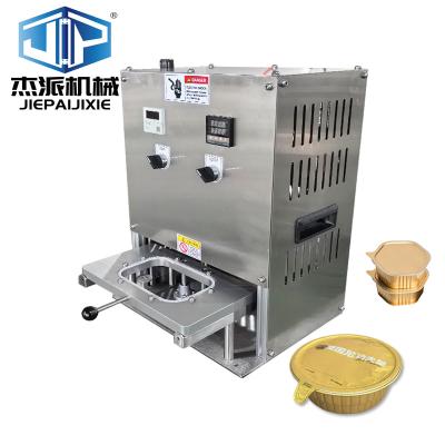 China Semi-Auto Desktop Aluminium Foil Tray Sealing Machine Voor Alu-Film Heat Sealing Te koop