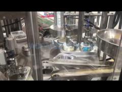 Rotary Ice Cream Cup Filling Sealing Machine Spoon feeding with cap