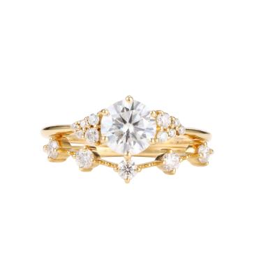 Китай CLASSIC Engagement Ring Set Vintage Wedding Rings Fashion 14K Rose Gold Jewelry Cluster Moissanite продается