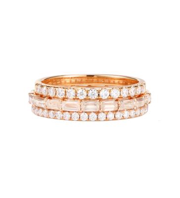 Китай Luxury CLASSIC 14k Rose Gold Wedding Band Moissanite Baguette Stacking Ring For Anniversary продается