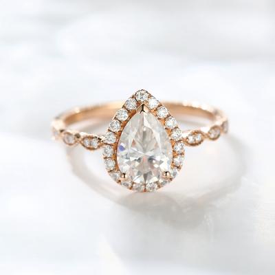 Китай CLASSIC Wedding Ring Set Engagement Ring Design Tear Drop 14K Rose Gold Waterdrop Rings Fashion продается