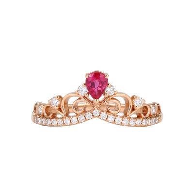 Китай Wholesale CLASSIC Pear Shaped Curve Ruby Crown Wedding Band Vintage Stacking Women's Rings For Gift продается