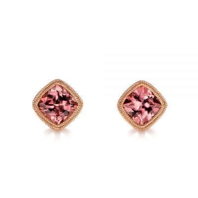 China Luxury Romantic Design Jewelry 14k Gold Tourmaline Gemstone Stud Earrings For Women for sale