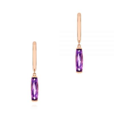 China Factory Wholesale Romantic Fashion 14k Gold Filled Amethyst Hoop Earrings Women for sale