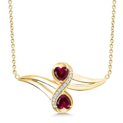 Китай Vintage Romantic Jewelry Ruby Pendant Necklace 14k Gold Plated Moissanite Diamond Necklace For Women продается