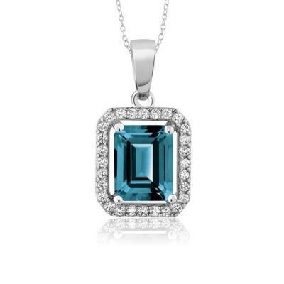 Китай High Quality Romantic Jewelry 14K Gold Plated Elegant Octagon London Blue Topaz Pendant Necklace продается