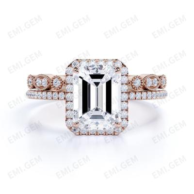 China New style CLASSIC wholesale emerald cut silver moissanite jewelry cheap price 2ct monopoly for women for sale