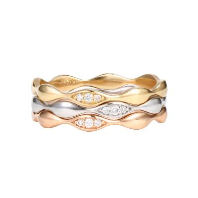 Chine Fashion 14K Three Color CLASSIC Single Wedding Band Moissanite Stackable Eternity Rings à vendre