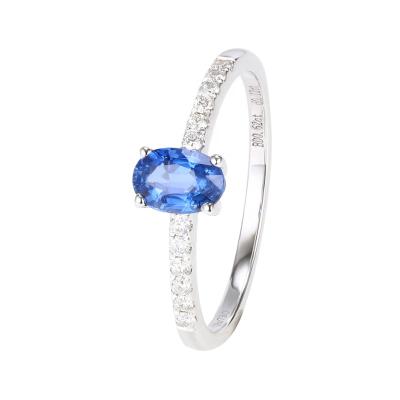 Chine 14K White Gold Wholesale CLASSIC Sapphire Stone Engagement Ring Natural Oval Shaped Moissanite Rings à vendre