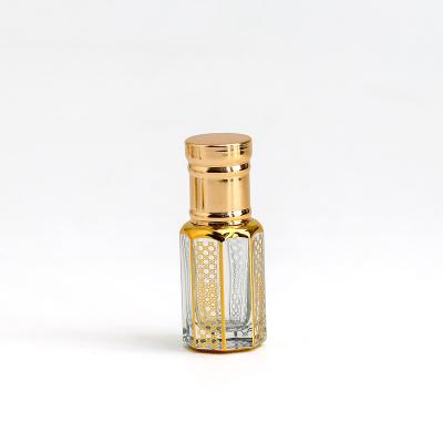 China Environmental Friendly Hot Selling 3Ml Gold Essential Oil Bottles Roll On Travel Perfume Oil Attar Glass Bottle, Oil Perfume Roll 3Ml for sale