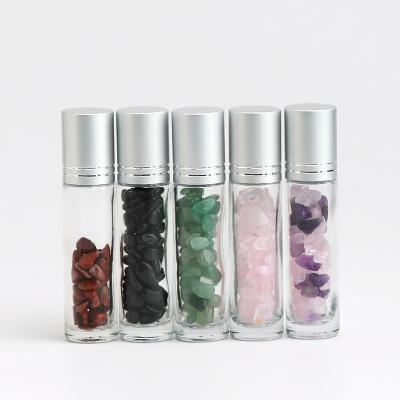 China Cosmetic All Kinds Of Gemstone Roller Bottle 10Ml Gemstone Rollerball Bottles 10Ml For Essential Oils, Clear Gemstone Rollerball Bottle for sale