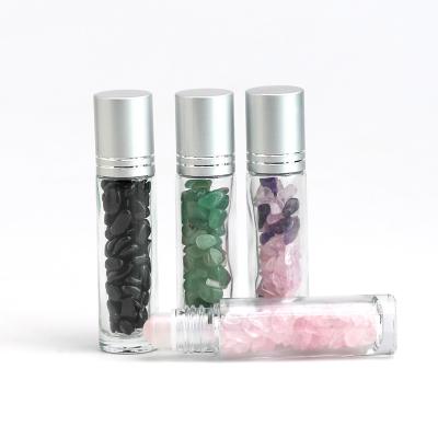 China Cosmetic Factory Direct Customized Roll On Gemstone Bottles 10Ml Bottle, Gemstone Roll Top Gemstone Roller Ball for sale