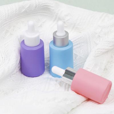 China 30 50 100Ml Cosmetic Empty Colored Serum Glass Bottle Flat Shoulder Dropper Bottle, Flat Shoulder Glass Bottle for sale