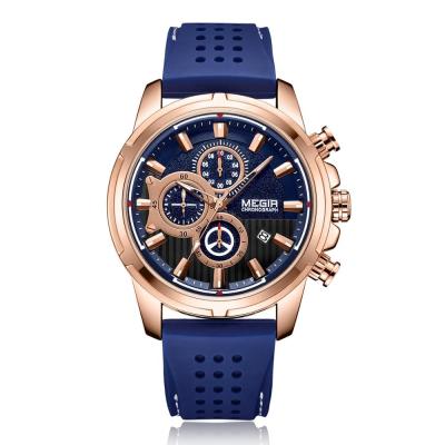 China 2020 Newest Fashion Megir 2101 Automatic Mens Watches Custom Rubber Band Watch Sport Watches For Men for sale