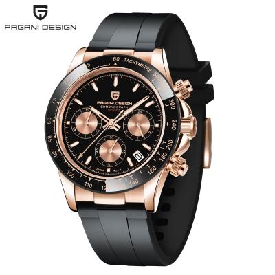 China Luxury 1664 Stainless Steel Japan Movement Chronograph Wrist Quartz Men OEM Date Reloj Pagani Design Automatic Watch With Rubber Strap for sale