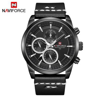 China 2019 date naviforce 9148 fashion sports 30m automatic waterproof quartz wristwatches for man with brown leather strap for sale