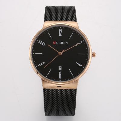 China Hot Sale Curren Automatic Date 2019 8257 30m Water Proof Slim Casual Quartz Man Wristwatches With Stainless Steel Mesh Strap for sale