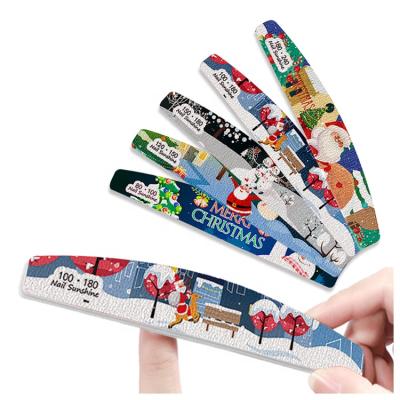 China Finger Nail Nail+foot Printed Logo Half Moon Nail Files White Plastic Emery Board Base Eva Sponge Nail Care Finger Foot Printed Nail File half moon nail for sale