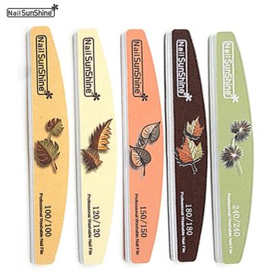 China Custom Emery Logo Printed Emery Nail Lime Rasp Macarone Manicure Tools Good Quality Sandpaper Grinding Nail File Washable Half Moon for sale