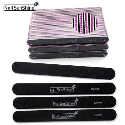 China Abrasive Straight Black Sanding Emery Board Nail File Folders Waterproof Washable Waterproof Nail Care Manicure 2 Sides for sale