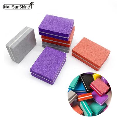 China Eco-friendly Nail Sun 100/180 UV Gel Polish Remover Manicure Tools 2 Side Blocks Mini Sponge Nail Buffer Sanding for sale