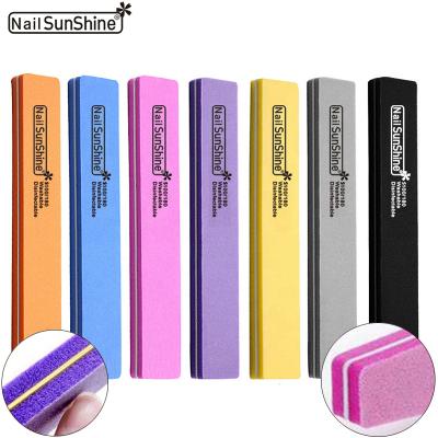 China Eco-friendly Nail Sun Waterproof Professional Customize Logo 100/180 Sponge Nail File Rectangle Sponge Sanding Files for sale