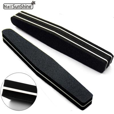 China Eco-friendly Washable Customize Logo 100/180 High Elasticity Black Sponge Sanding Nail Files Thickening Emery Board Polisher Nail File for sale